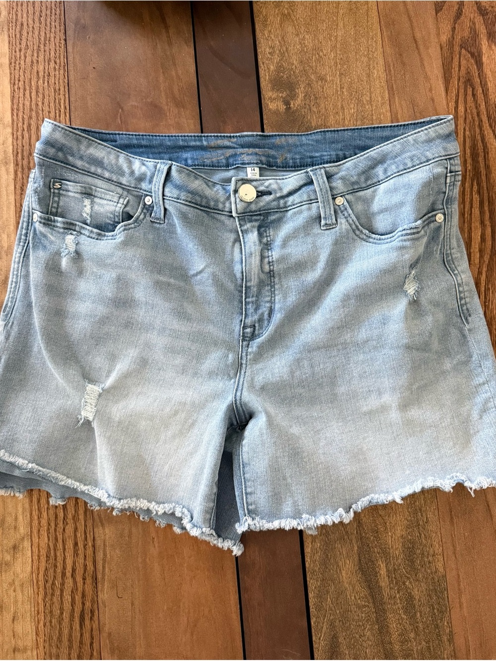 Seven7 Light Wash Distressed Denim Shorts